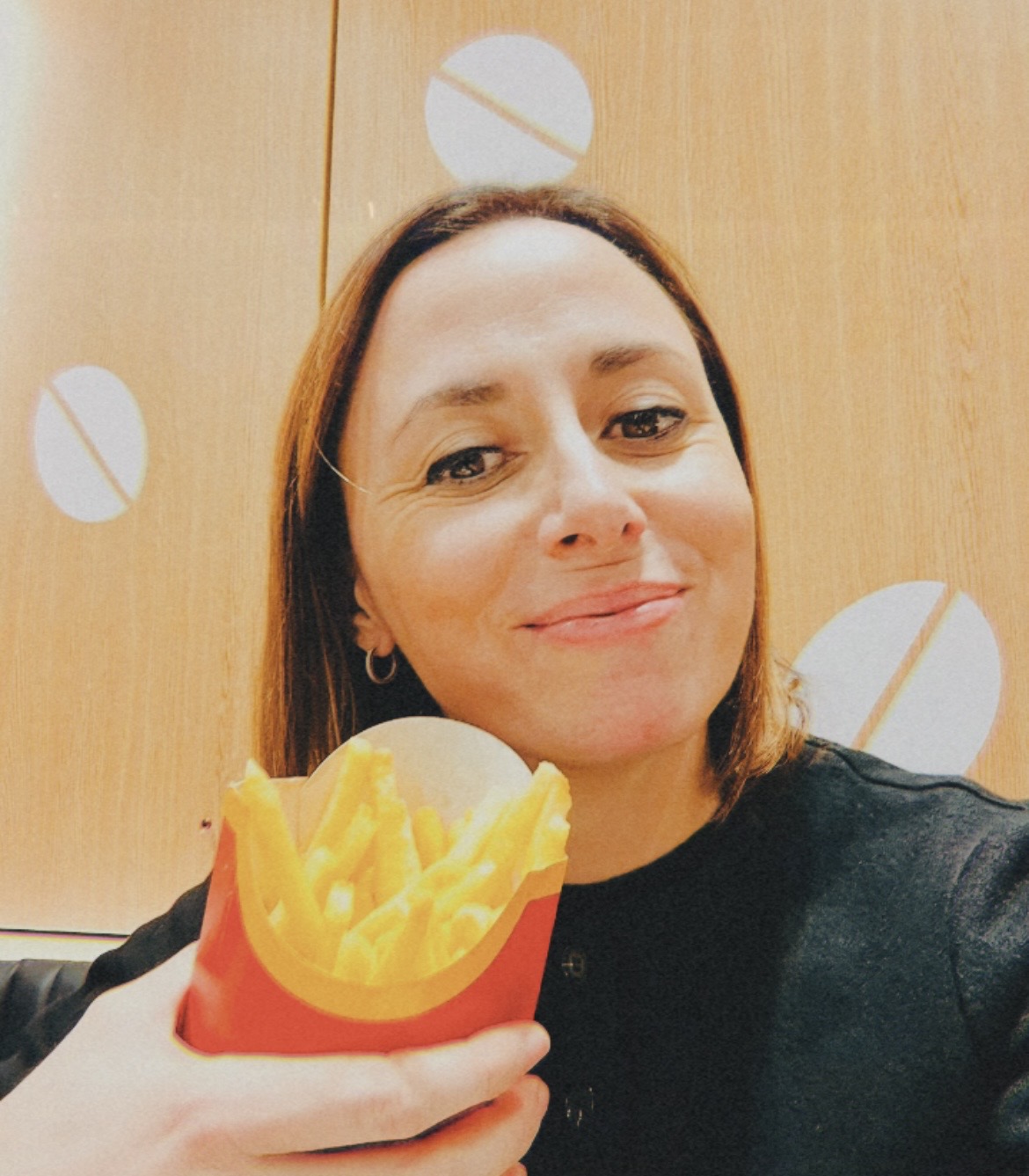 Paola con le patatine dopo il transfer
